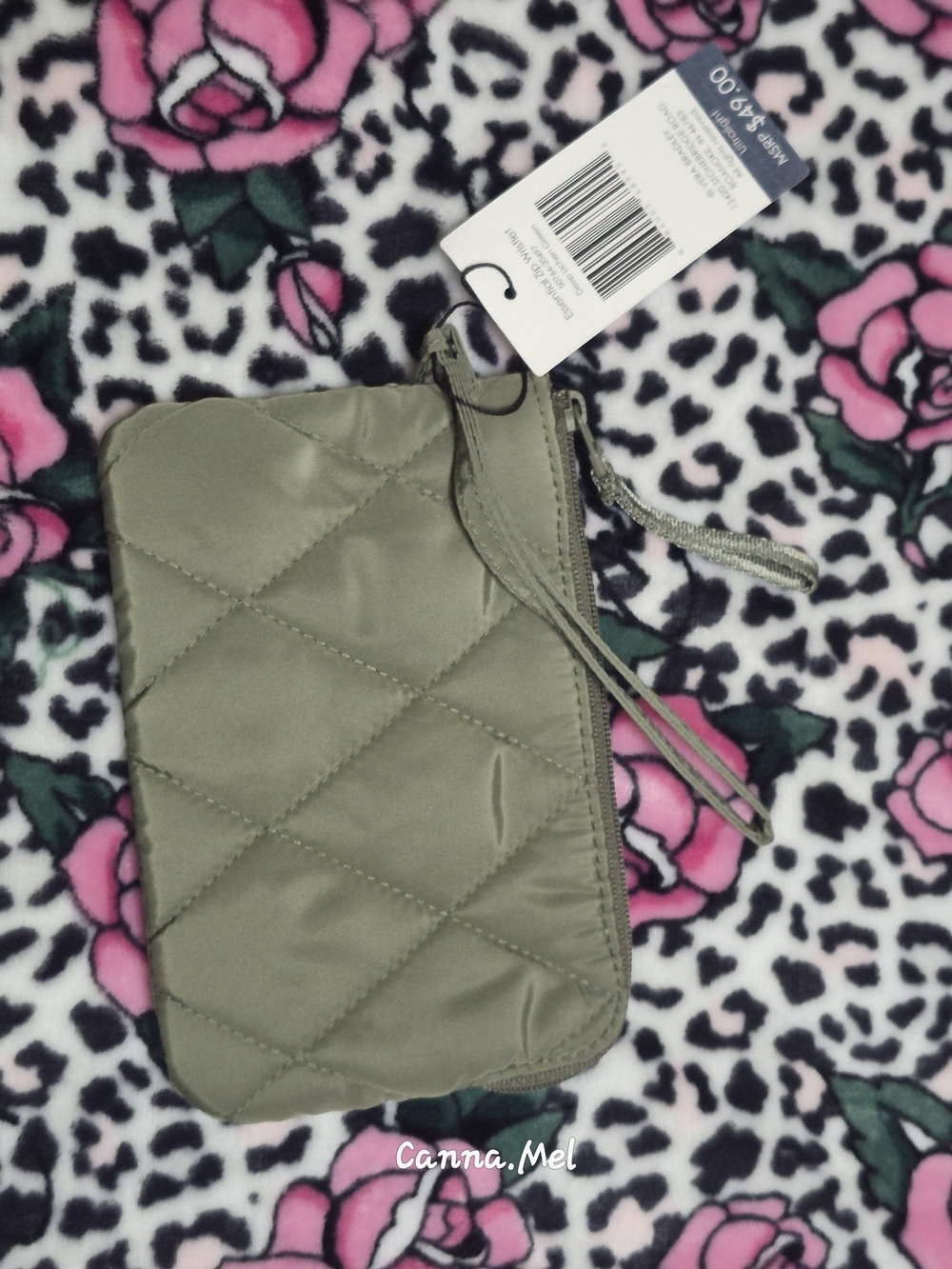 Vera Bradley Quilted Olive Green Wristlet Pouch